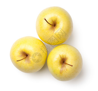白色背景上孤立的金色美味佳苹果Top视图维他命新鲜的水果图片