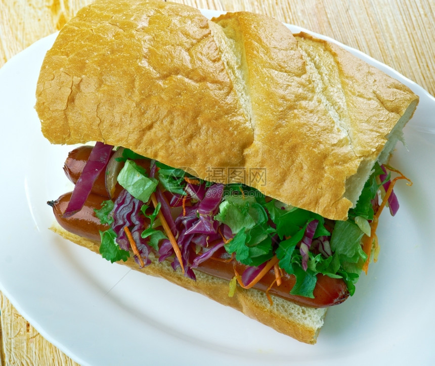香肠阿根廷乌拉圭智利和巴西南部流行的Choripan三明治和choriozo三明治点心午餐图片