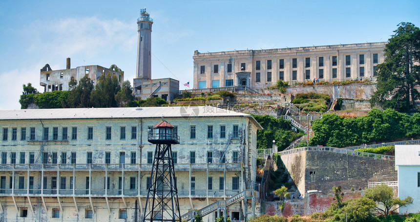 水建筑学岩石旧金山Alcatraz岛的外观图片