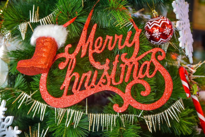 关于圣诞树概念的快乐短信质地假期插图图片