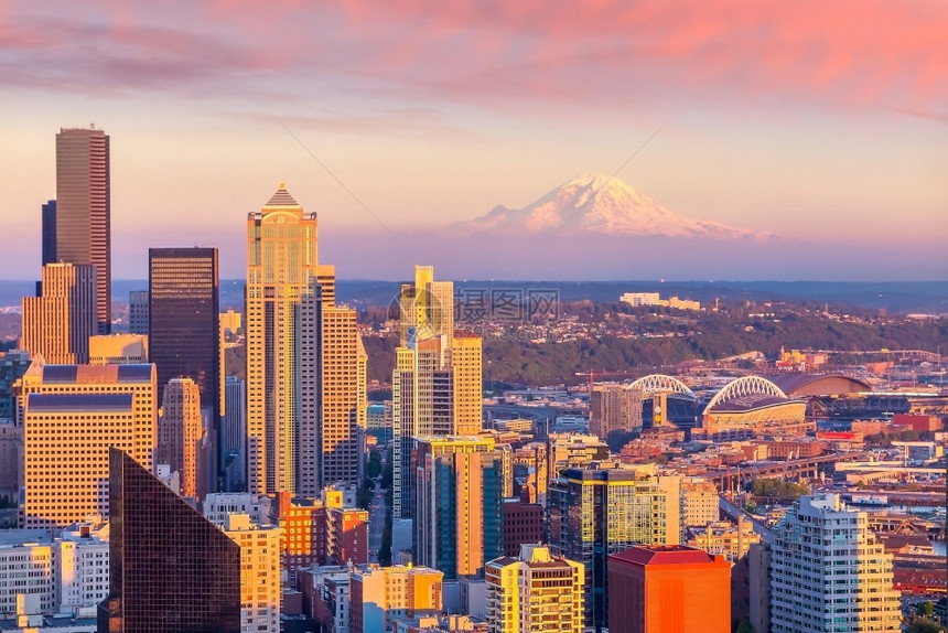 城市景观雷尼尔美国华盛顿州西雅图市中心天线城风景联合的图片