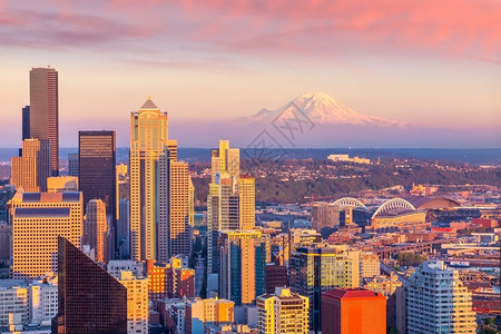 城市景观雷尼尔美国华盛顿州西雅图市中心天线城风景联合的图片