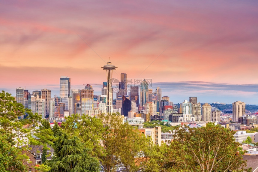 雷尼尔都会景观美国华盛顿州西雅图市中心天线城风景图片