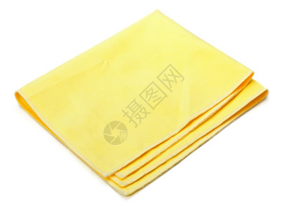 卫生破布白色背景上分离的黄色微纤维粉尘器干净的图片