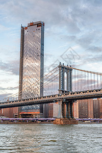城市景观纽约日落时曼哈顿桥建造布鲁克林图片