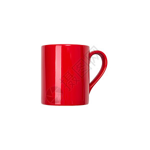 热的单身白色背景红咖啡杯顶视喝图片