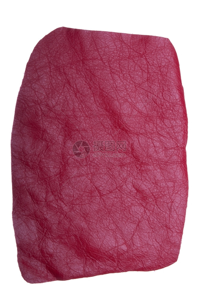 质地织物在白色背景上隔离的华丽红色皮革碎屑有质感的图片