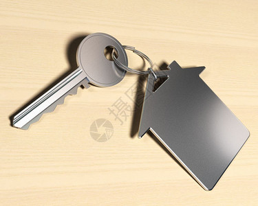 银木边框素材房屋符号Home符号Keyring和木形背景的钥匙实际记录符号房地产概念建造销售钥匙圈设计图片