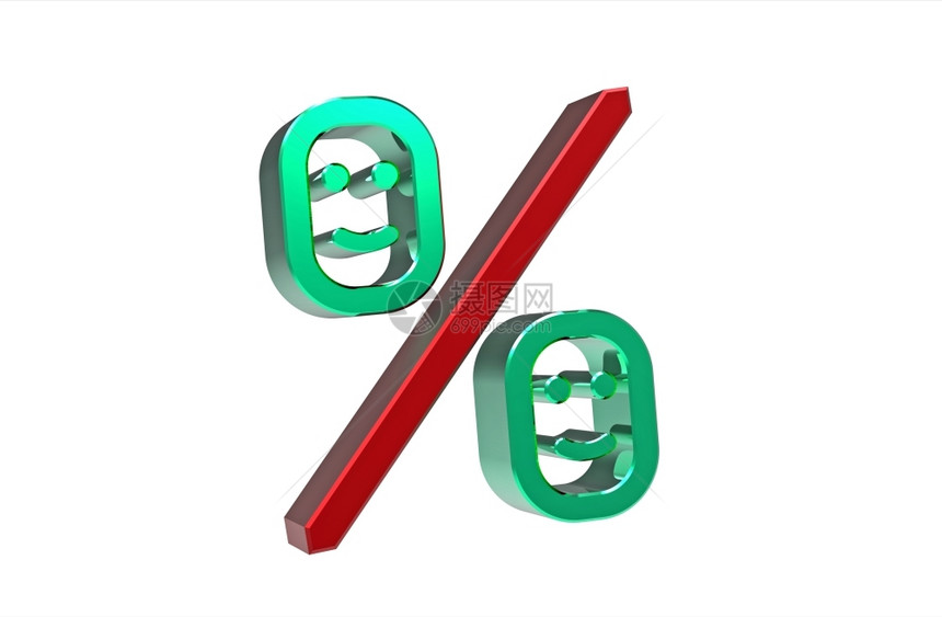 速度绿色和红百分数符号在白色3dmake象征图片