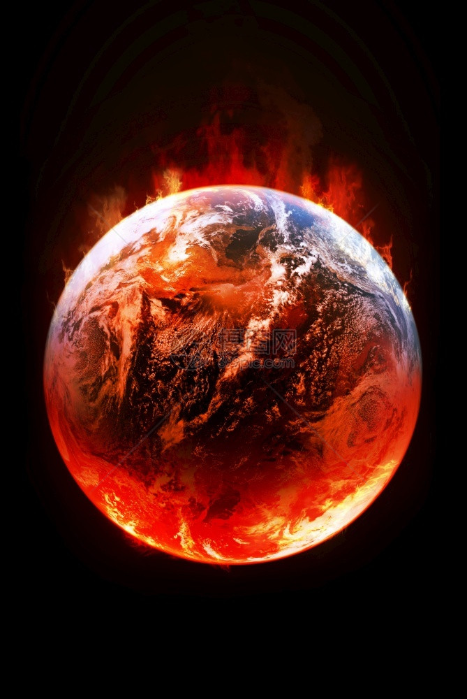 全球升温背景环境投影红色的图片