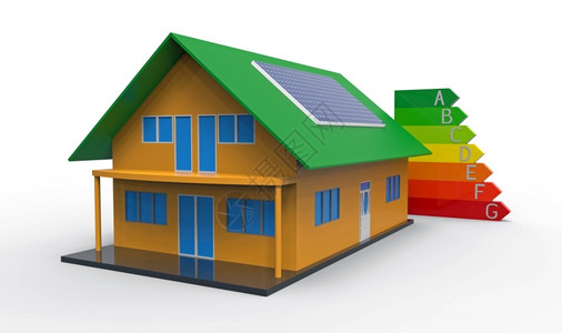 家使成为分类3D投影白色背景的房屋和能源效率图表3DGeff图片