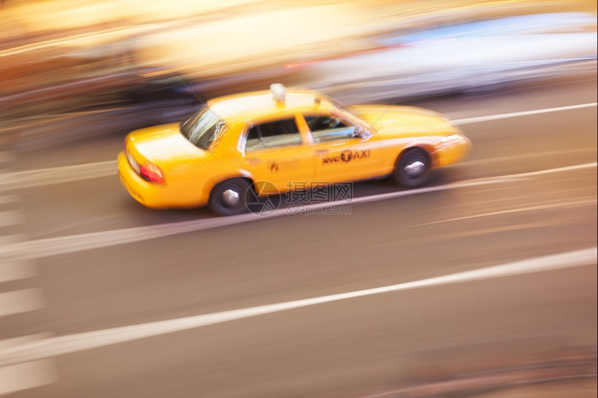 城市汽车纽约美国时报广场黄出租车计程的翻拍画面旅行图片
