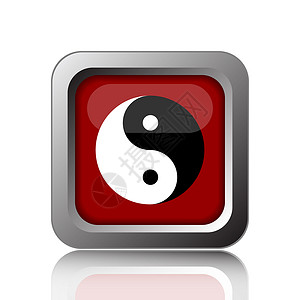 业力红色的英冥想白背景上的YingYyang图标互联网按钮设计图片