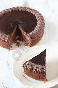 巧克力蛋糕沙佛盘子黑色的图片