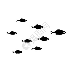 海藻插图一群小鱼黑白热带被色隔离海底世界一群小鱼热带海底世界景观图片