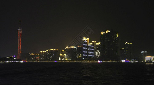 场景夜里珍珠河的广东塔台风景优美著名的图片