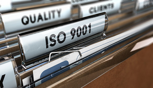 iso质量体系认证以ISO901单词关闭文件标签重点是主文本和模糊效果用于显示质量标准的概念图像时间商业管理设计图片