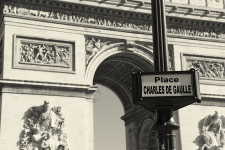 单色凯旋门查尔斯戴高乐广场巴黎法国伊莱德兰西旅游高清图片