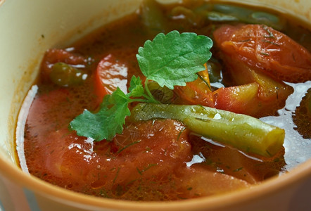 Fasolakiagianji绿豆配菜希腊食物洋葱法索拉基亚地中海图片