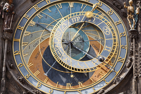 布拉格天文钟天文学布拉格古老市政厅墙上的天文钟近距离闭合十二生肖一种背景