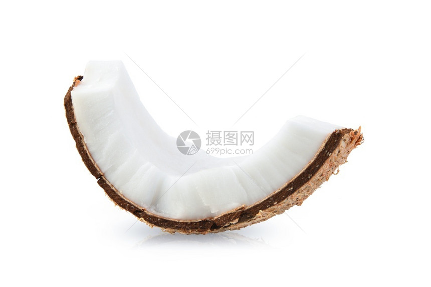 在白色背景上孤立的椰子块甜棕色素食主义者图片