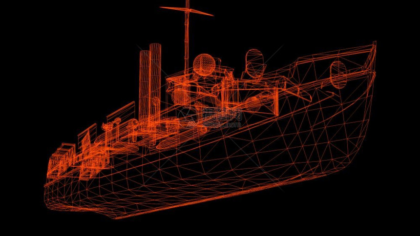 数字的船3d渲染的隔离低多边形图设计船渲染的隔离低多边形图设计船3d框架图片