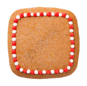 曲奇饼自制雪花圣诞姜饼干以白背景隔离的正方形状图片