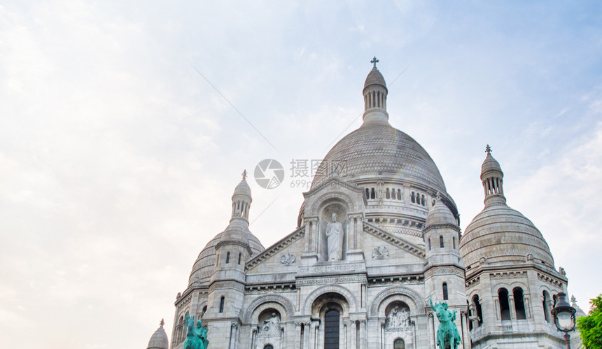 旅行蒙马特日落时圣心教堂巴黎文化图片