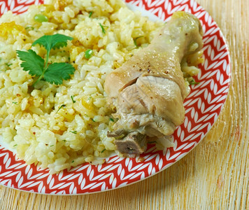 丹包克美味的缅甸鸡肉午餐盘子白饭高清图片