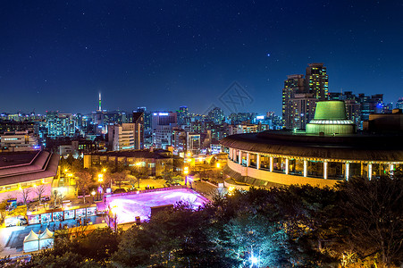 首尔市中心城市夜景图片