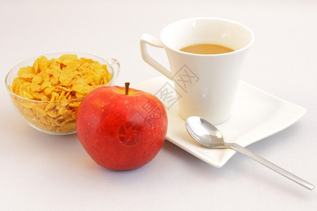 维他命上午早餐Wihf苹果咖啡和谷物水果节食图片