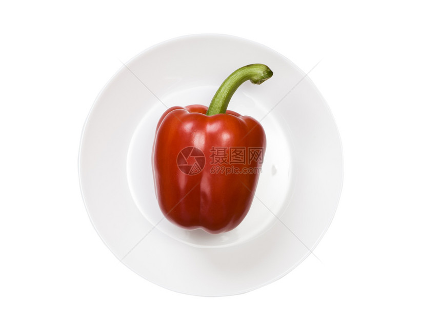 白色的板块上单红胡椒白底孤立于饮食吃图片
