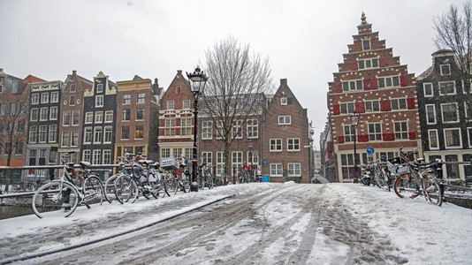 荷兰冬季的阿姆斯特丹雪城荷兰冬天白皑欧洲的图片