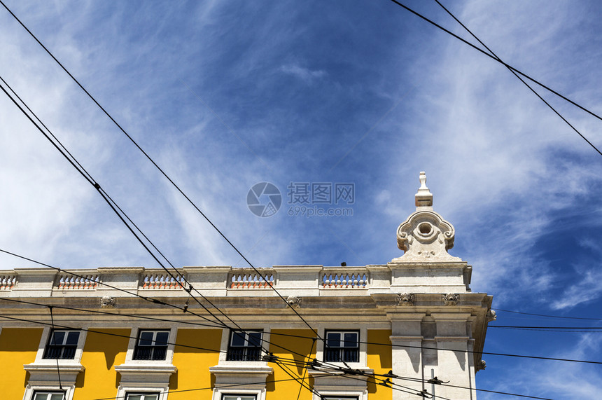 建成优雅的细节175年葡萄牙里斯本地震发生后大型商业广场三侧相靠的优雅经典庞巴利大楼详情Pomballine校对Portnoy图片