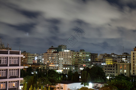 乌云下的城市夜景风光背景图片