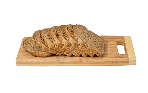 格里戈鲁萨白色的烘烤切片面包在纸板上孤立在白谷物面包上在切纸板一种背景