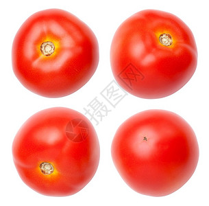 新鲜的目白色背景上孤立的一套番茄红色图片