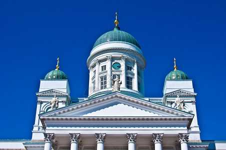 建造叉圆顶赫尔辛基著名的大教堂的赫尔辛基大教堂详细节图片