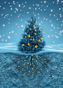 大青树雪单身的大绿树下面土壤深处与世隔绝的青树下土根生活设计图片