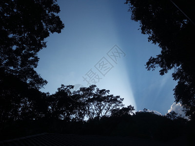 日落出天空与山和树美丽的阳光景观图片