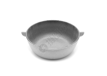 炊具汤铸铁锅隔离在白色背景上铸铁锅隔离在白色背景上厨具背景图片