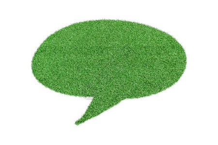 形象的新鲜聊天以绿草白背景孤立的色绿草地制成的言语泡图片