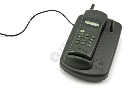 黑色的白背景旧无线电话气白色的图片
