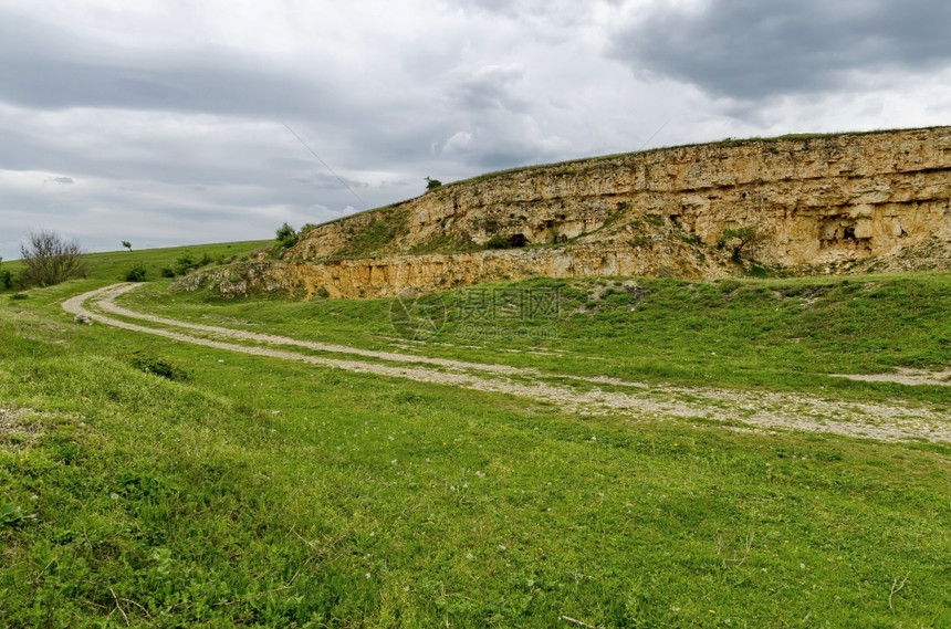 保加利亚卢多戈里Lododogoriie关于实地沉积岩碎片的一般观点裂缝挖自然图片