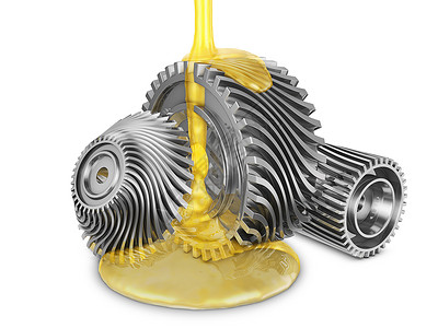 插图矿物油倒在3D旋转齿轮上联系牙图片
