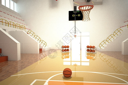 圆顶短跑带自然光3D转化的篮球圆形场竞技图片