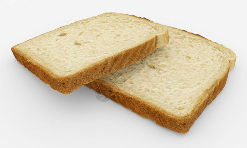 面包片吐司对白色隔离3D渲染切片制造小吃图片