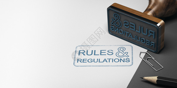 政策与法规单词补给品商业3D说明用其他办公品和纸质细则条例单上案文规则和条例的橡皮邮票和其他办公用品以及规定和条例背景