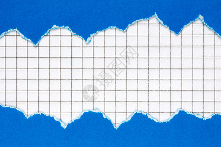 带平面纸背景的撕破蓝色纸框床单粗糙的质地背景图片