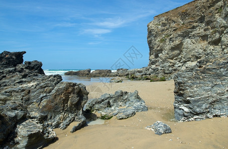 悬崖英国康沃尔海滩Porthtowan海滩英语波思托万图片